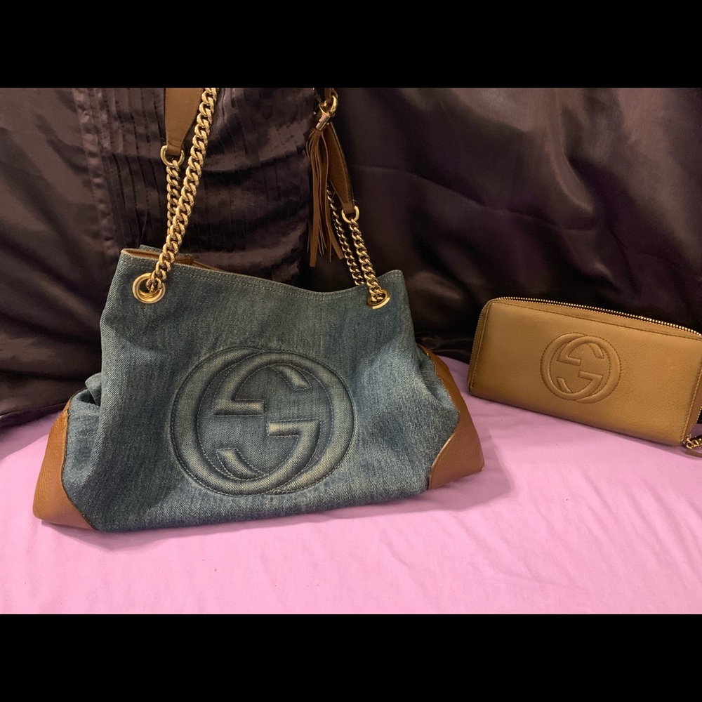 Authentic Gucci soho denim purse Gucci soho wallet
